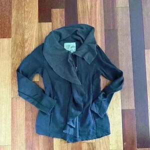 Guess | Grey zip up sweater  with ruffles size medium